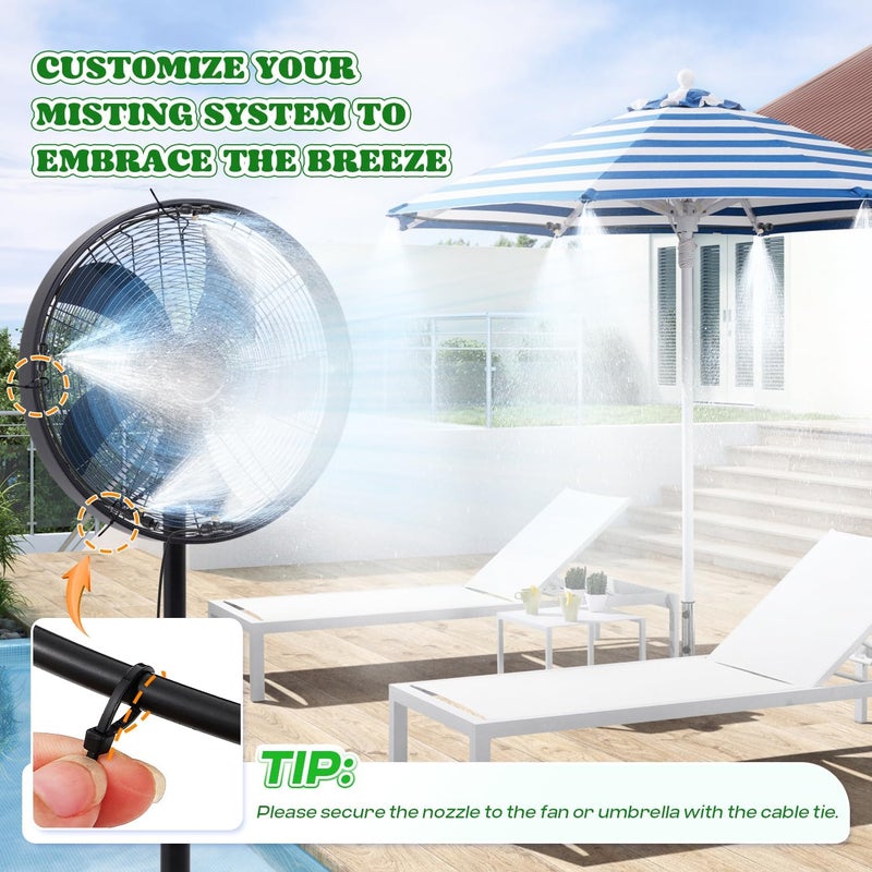 Moongiantgo Outdoor Misting Cooling System with Pump- 116PSI High Pressure Mister with 65.5FT(20M) Water pipe+24 Misting Nozzles 0.02’’+3/4’’ Faucet Adapter - System for Outside Patio Garden Beaches - Image 4